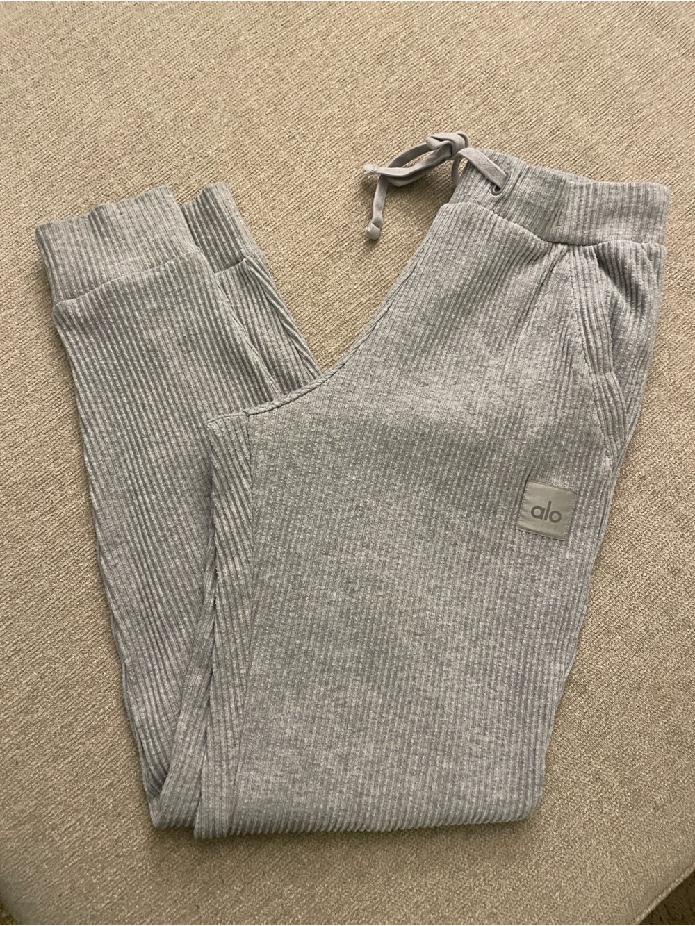 ALO Yoga Kids Light Gray Ribbed Joggers